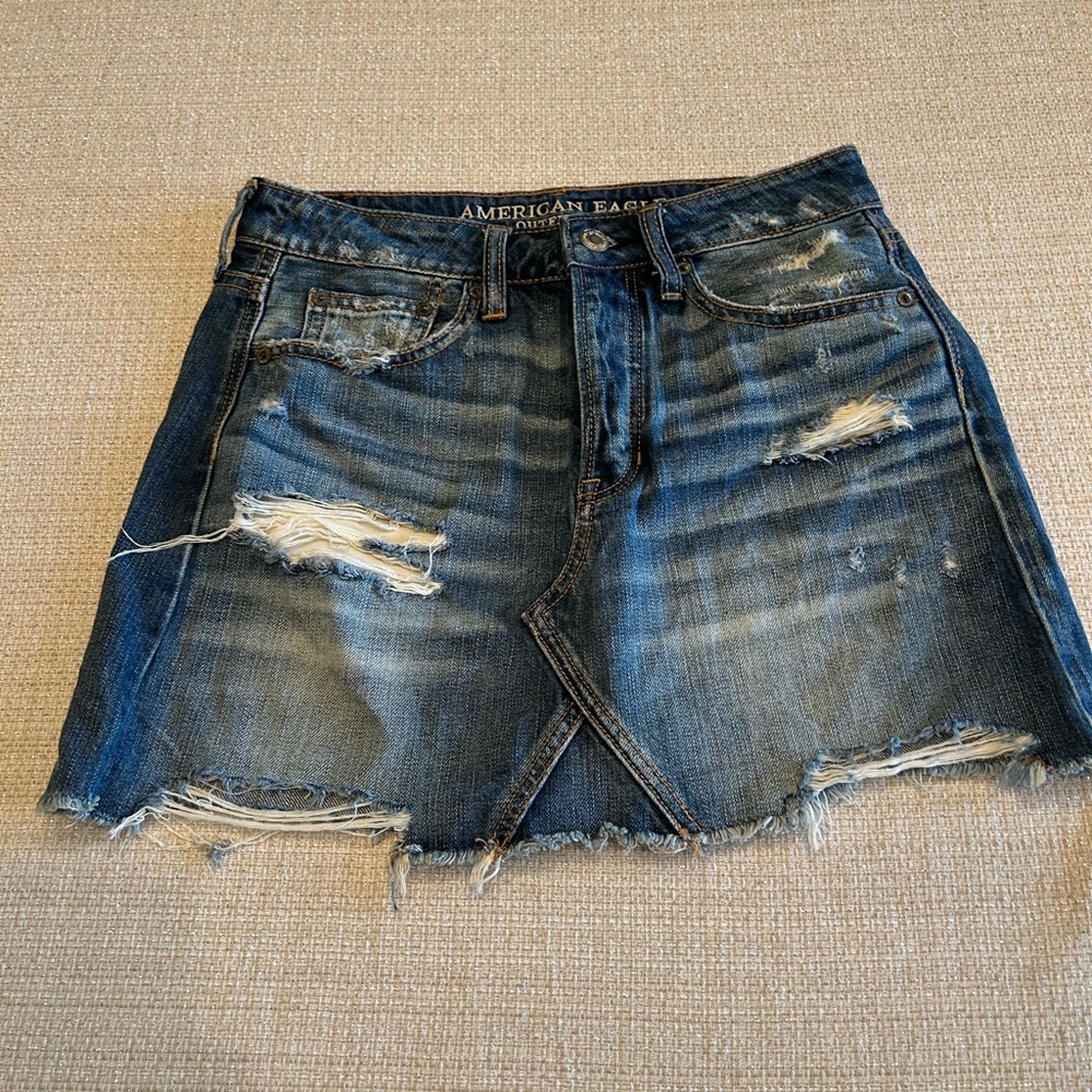 American Eagle Distressed  Denim Mini Skirt